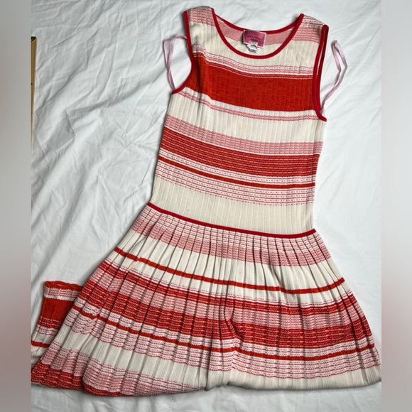 kate spade Dresses & Skirts - KATE SPADE NEW YORK Pleated M Striped Tank Dress Cotton Blend Red White A070823